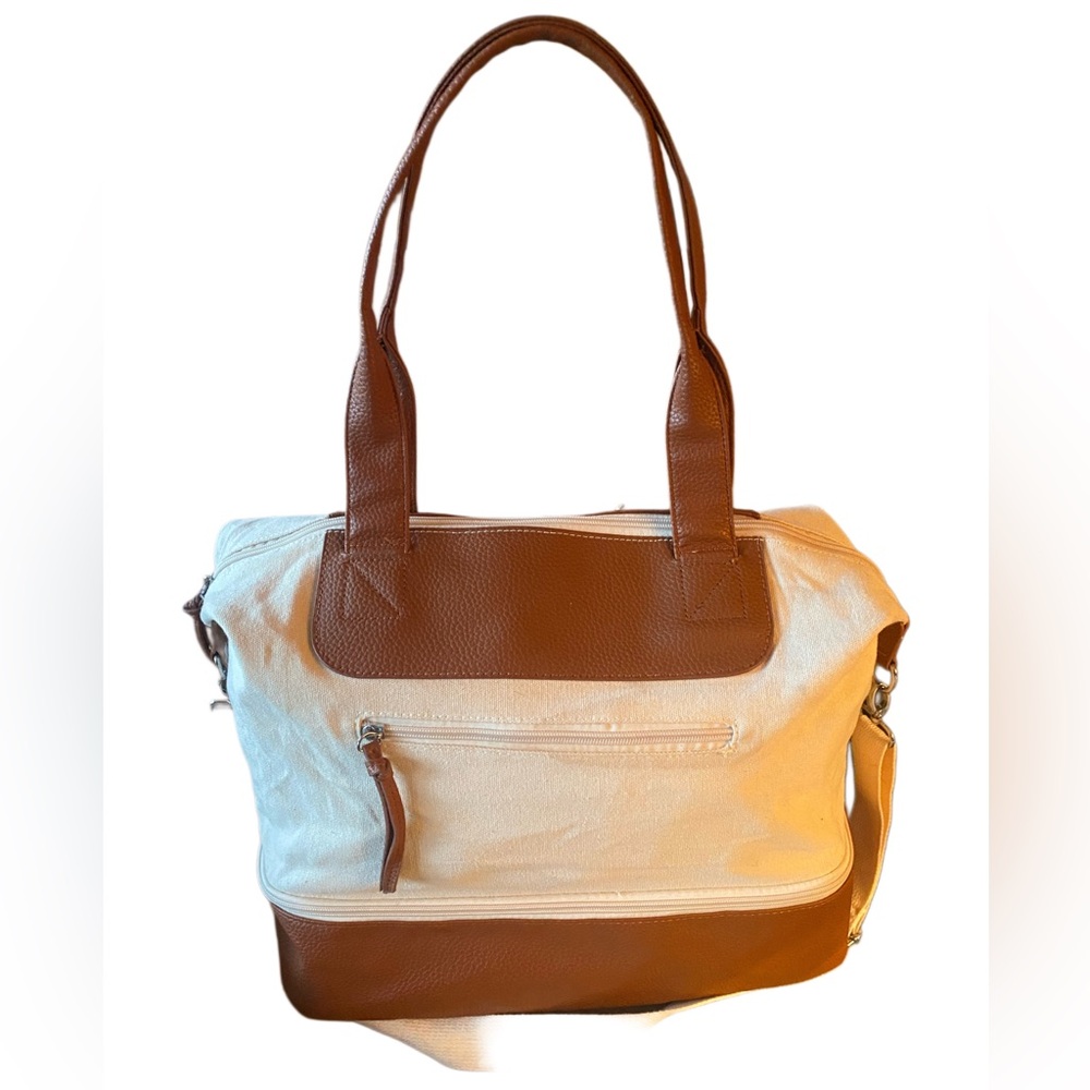 Elegant Tan and Cream Tote Bag